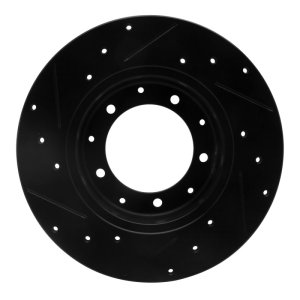 Land Rover Defender 90 Brake Rotor (1) - Rear Right - R1 Concepts - Drilled & Slotted - Black - `74-`16